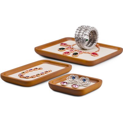 گول ٹھوس لکڑی کی ڈسپلے ٹرے